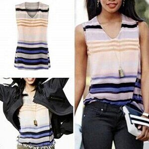 CAbi Striped  Sleeveless  Chiffon Blouse:  SZ M  - NWOT